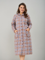 Халат Х-138/клеткабеж-бирюза