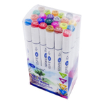 Маркер для скетчинга, двусторонние, Basir, серия "Яркие тона", трёхгранные, 14 мм, спиртовые, 24 шт