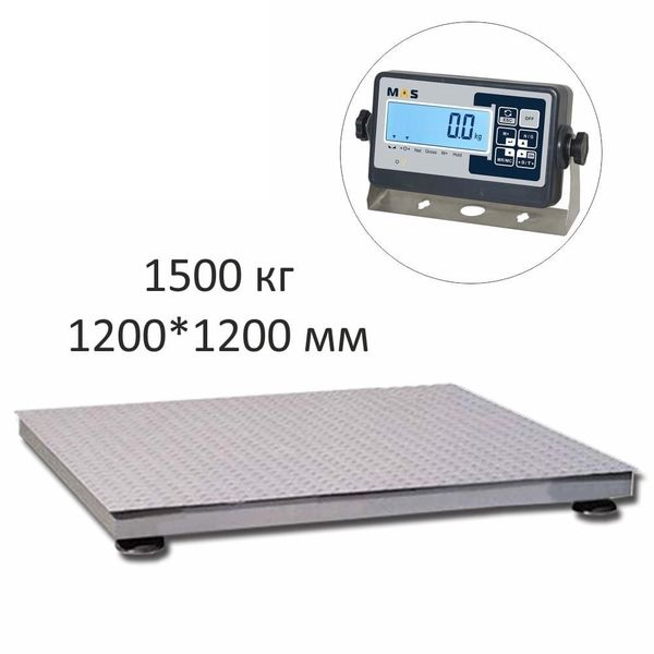 Весы платформенные MAS PM4P-1500-1212, 1500кг, 200/500гр, 1200х1200, RS232 (опция), стойка (опция), с поверкой, выносной дисплей