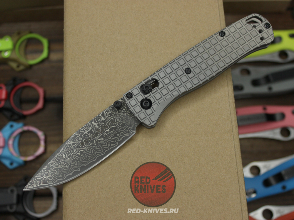 Нож Benchmade 535 Bugout Frag Titanium Damascus A+++ - серый титан, клинок дамаск