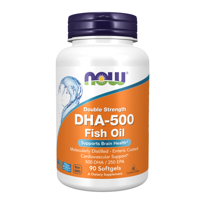 Рыбий жир двойного действия ДГК-500, Double Strength DHA-500 Fish Oil, NOW Foods, 90 капсул