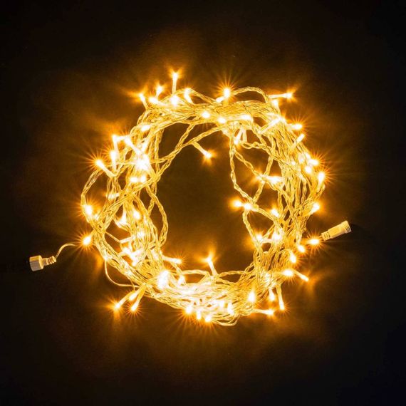 Светодиодная нить 100 желтых LED ламп, 10 м., 24В., прозрачный провод ПВХ, LTC (PST100-10-1Y)