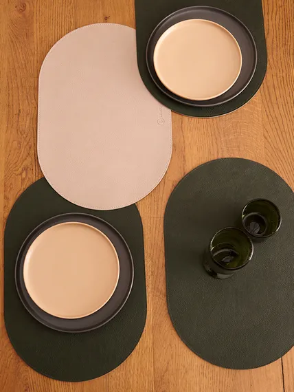 Набор из 4-х двухсторонних сервировочных салфеток pool, 30х45 см, зеленый/бежевый