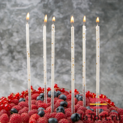 Набор свечей для торта «Империя» (белое золото, 16 см) 6 шт