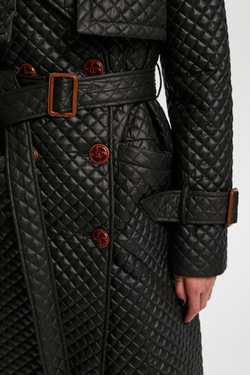 Тренч стеганый черный осень