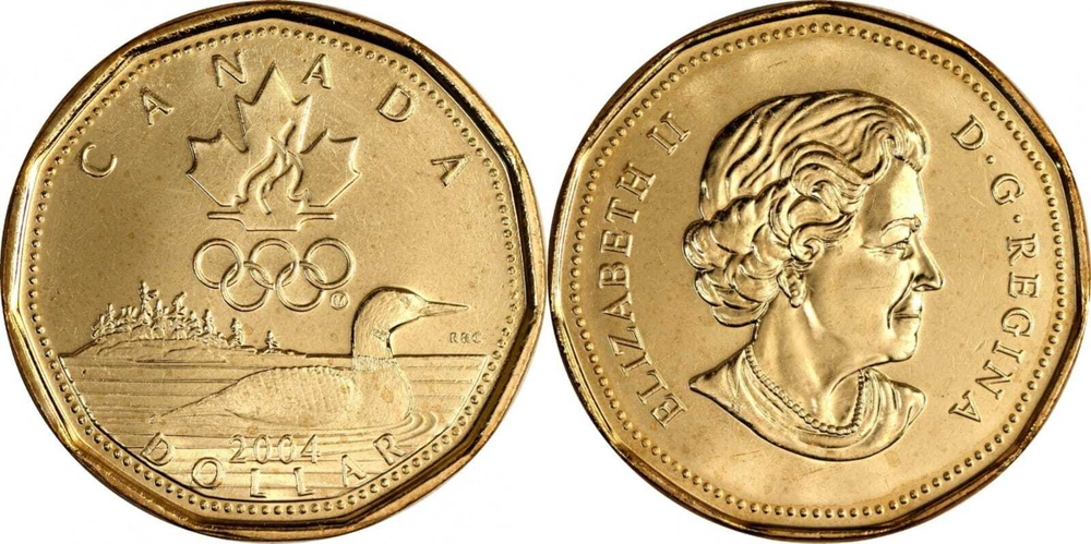 Канада 1 доллар, 2004 Летние Олимпийские Игры, Афины XF
