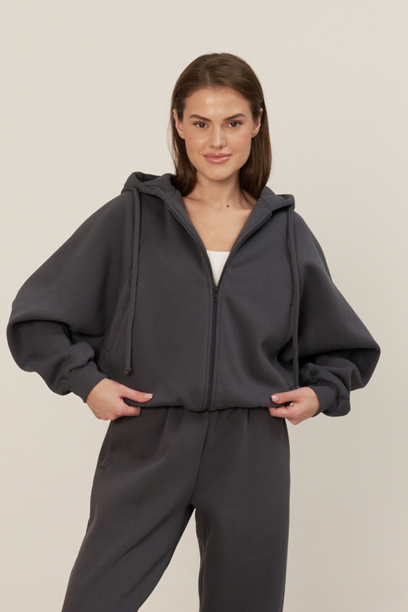 Худи ZIP 01, с тонким начесом, грифельный