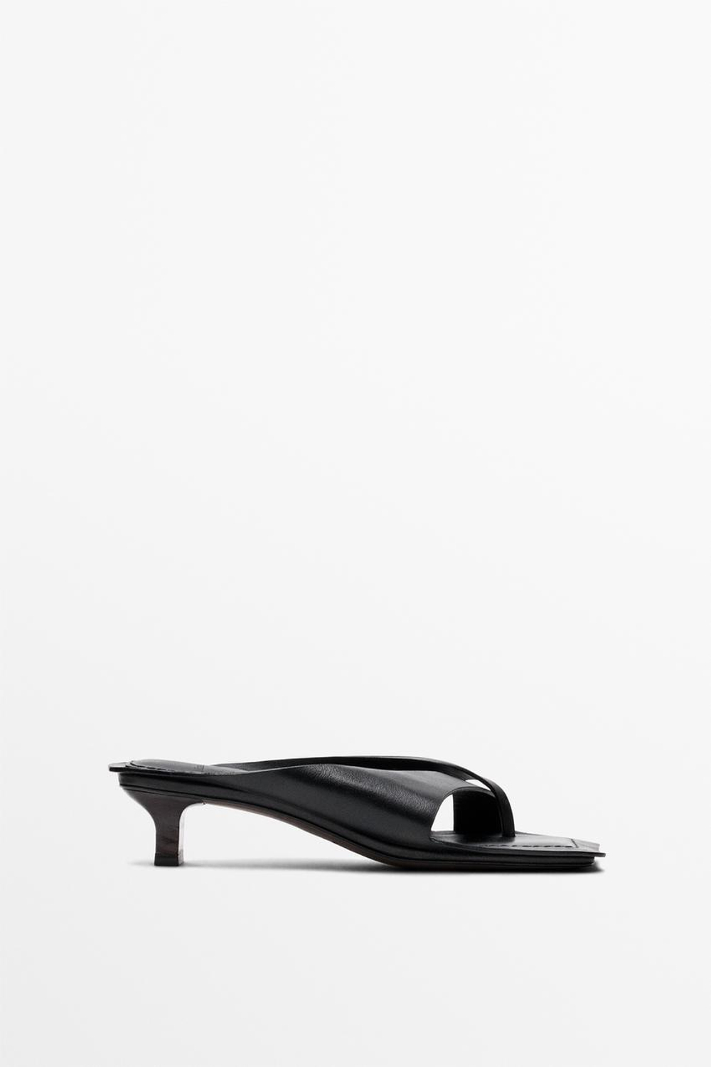 Massimo Dutti Кожаные сандалии на каблуке - STUDIO, черный