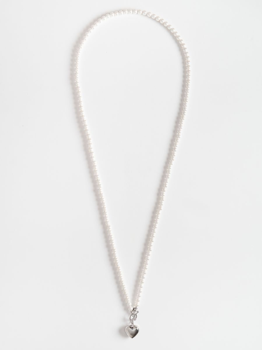 Колье "Pure" White Very Long из перламутра Silver