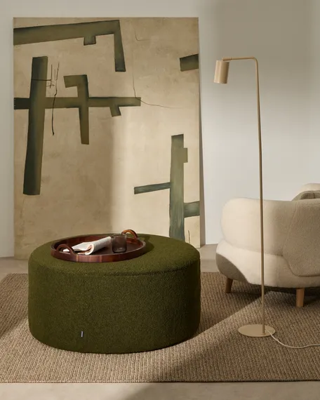 Пуф Kaeli со съемным чехлом из зеленого букле Ø 90 см