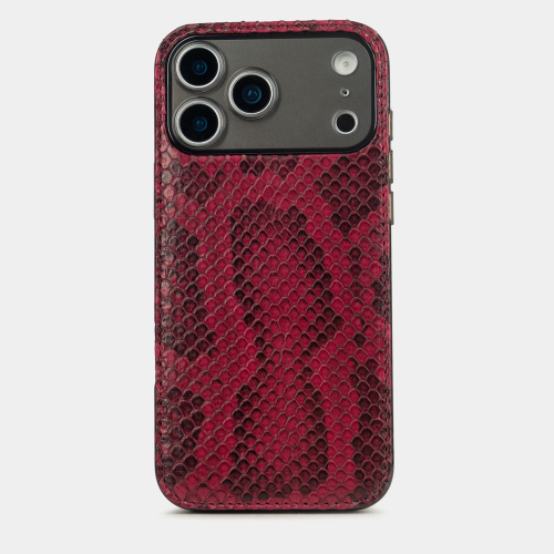 Чехол-накладка для iPhone 17 Pro - кожа питона, бордовый