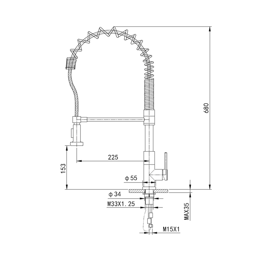 Смеситель для кухни высокий с выдвижным изливом WONZON & WOGHAND Хром (WW-422903-CR)