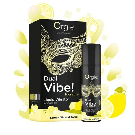 Съедобный гель с вибрацией Orgie DUAL VIBE! со вкусом коктейля LEMON GIN AND TONIC 15мл