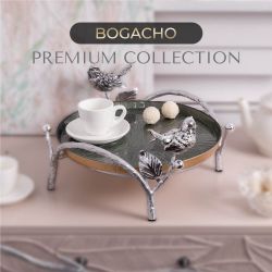 Фруктовница-конфетница Терра (поднос) Античное серебро Зеленый