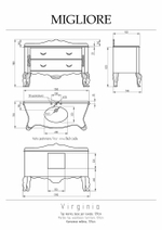 Тумба с раковиной Migliore Virginia 31710 тёмный орех/золото 139 см