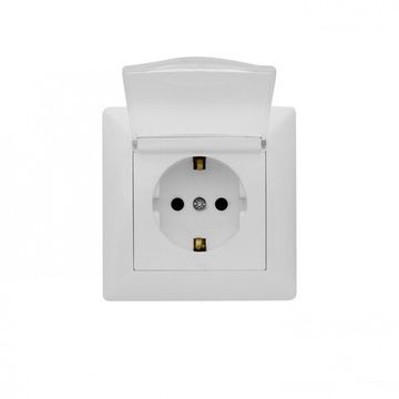 Розетка 1-местная белая с/з евро с крышкой Profitec Оптима Е07Р 0105 011