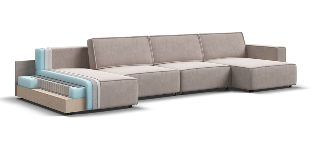 П-образный диван BOSS SOFT MODOOL велюр Monolit латте