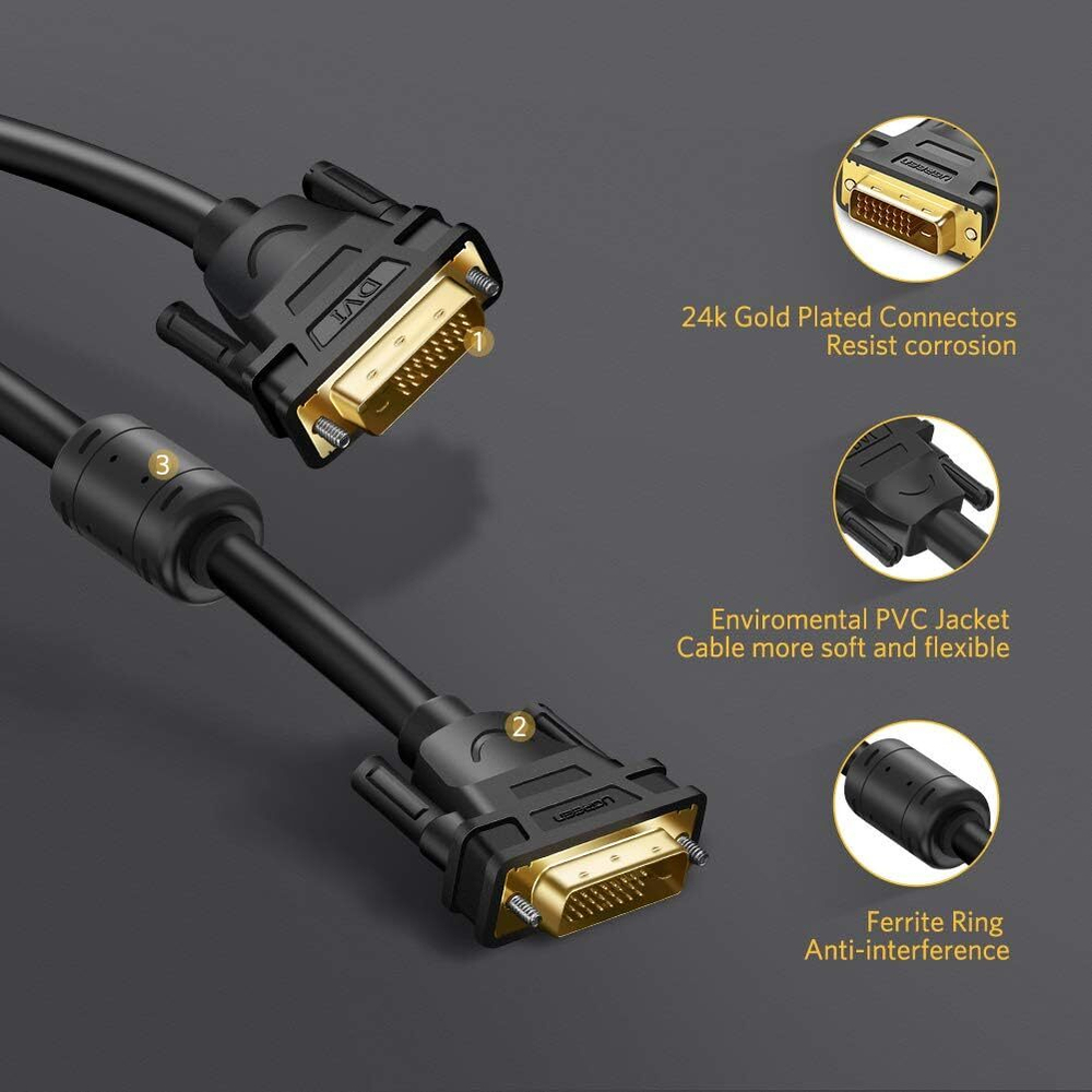 Кабель DVI (24+1) M/M, 3m, UGREEN 11607