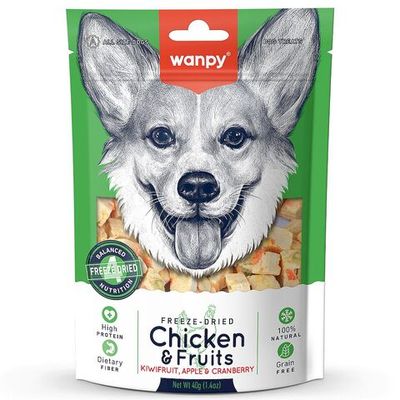 Лакомство для собак Wanpy Dog Сублимированное "Курица и фрукты", Упаковка 40 г