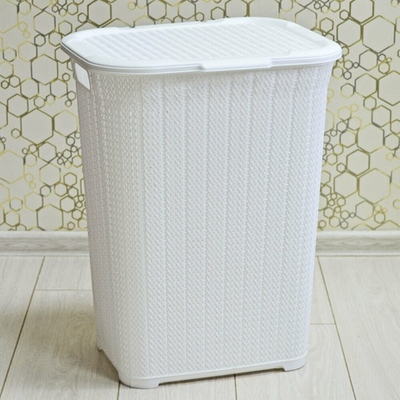 Корзина для белья 50л "Вязаный узор", цвет белый