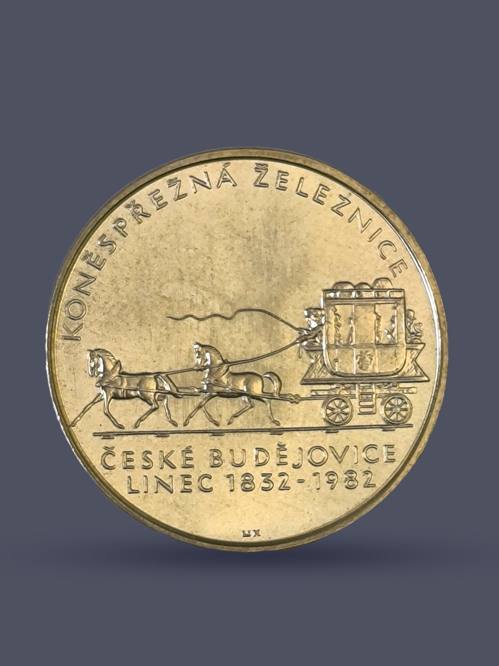 Монета 100 крон 1982 "150 лет конной дороге Ческе-Будеевице"