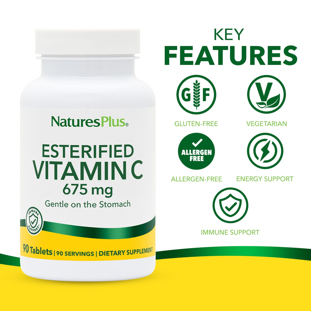 NaturesPlus, Этерифицированный витамин C, 675 мг, 90 таблеток