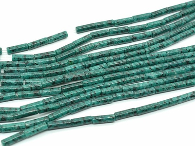 трк413-тб Трубочки из кварца 13*4мм, темная бирюза, нить 20см