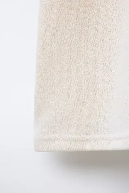 ZARA ТРИКОТАЖНАЯ ФУТБОЛКА, ЭКРЮ