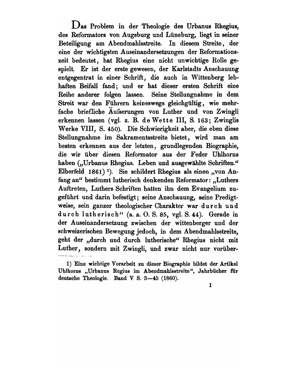 Die Theologische Entwicklung Des Urbanus Rhegius. Speziell Sein Verhältnis Zu Luther Und Zu Zwingli in Den Jahren 1521-1523 | O. Seitz