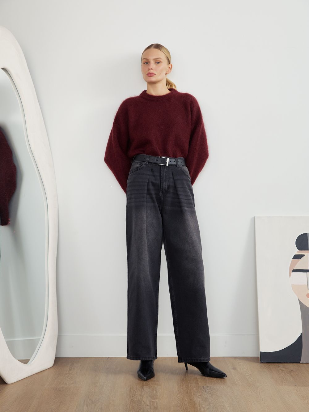 PERFECT JEANS С ЗАЩИПАМИ GRAPHITE