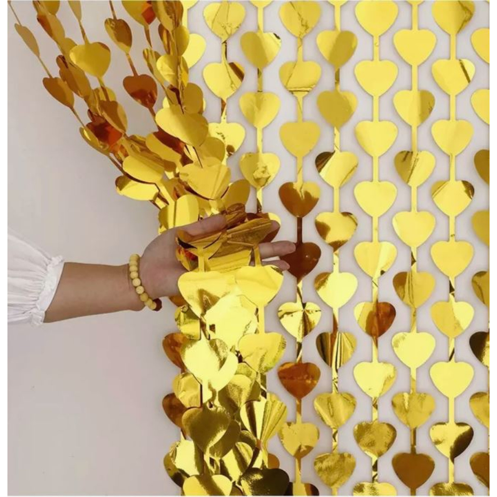 Занавес Сердце, Золото 100*200 см