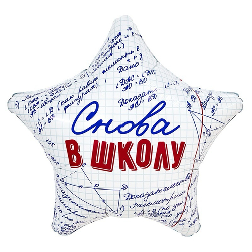 Шар фольга 46см Звезда, Снова в школу