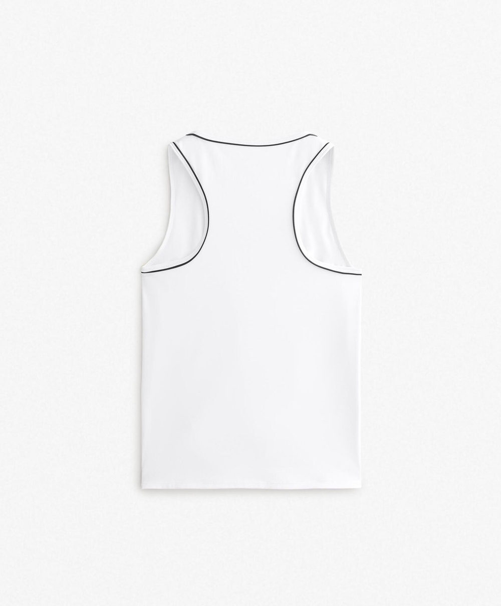 Oysho Футболка без рукавов с окантовкой, белый