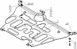 Защита картера двигателя, КПП. 2 мм, Сталь. для Toyota Avensis 2009-2011, Motodor.72509
