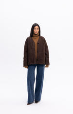 Коричневая двусторонняя шуба-дубленка k é k é