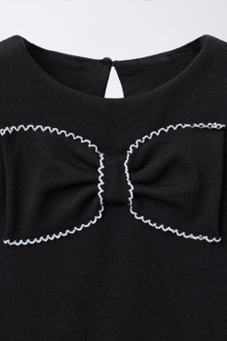 ZARA ПЛАТЬЕ С БАНТОМ, ЧЕРНЫЙ