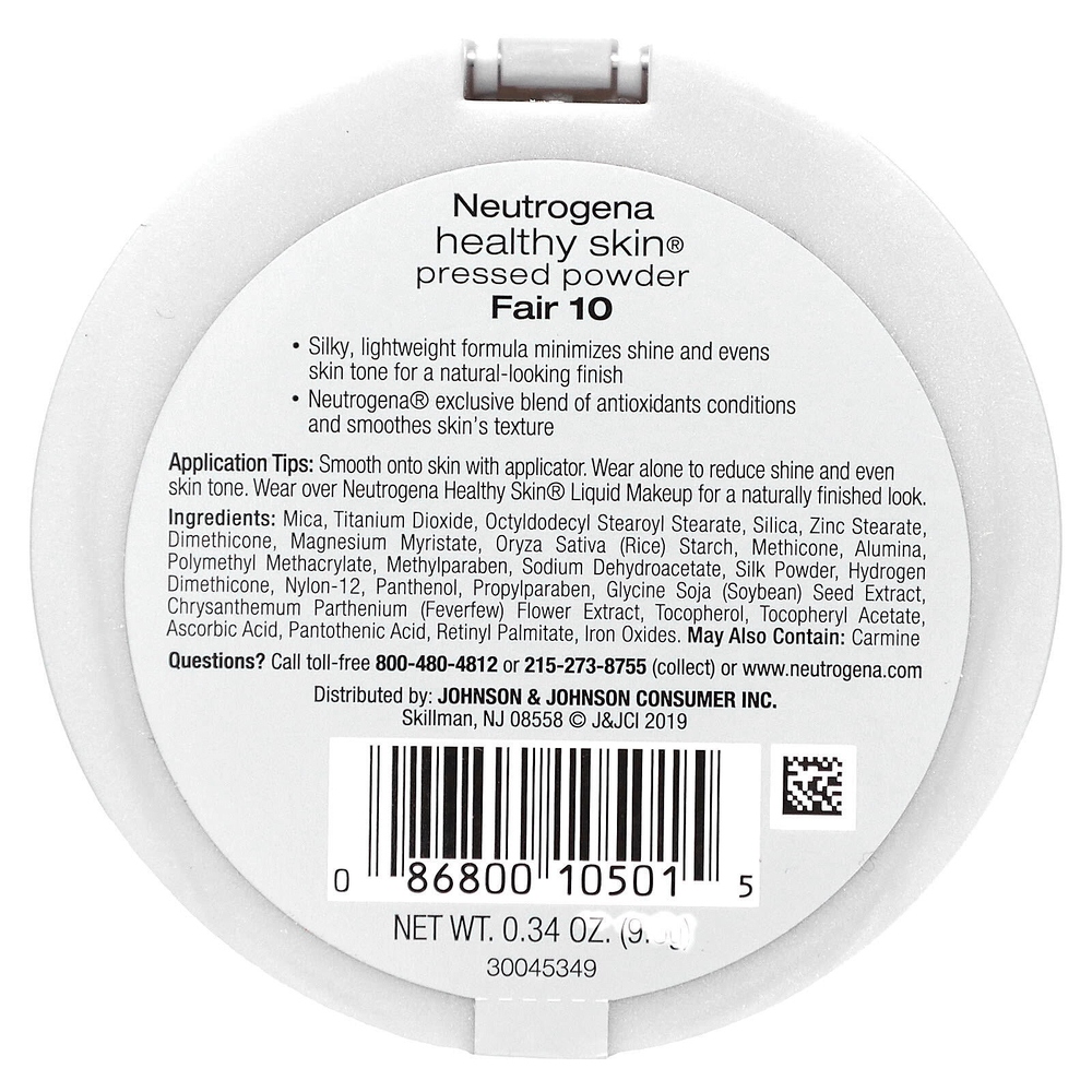 Neutrogena, Healthy Skin, прессованная пудра, Fair 10, 9,6 г (0,34 унции)