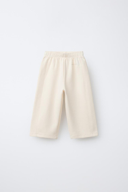 ZARA БРЮКИ WIDE LEG ИЗ ТКАНИ ИНТЕРЛОК С РЕЛЬЕФНОЙ НАДПИСЬЮ, ЦВЕ Т СЛОНОВОЙ КОСТИ