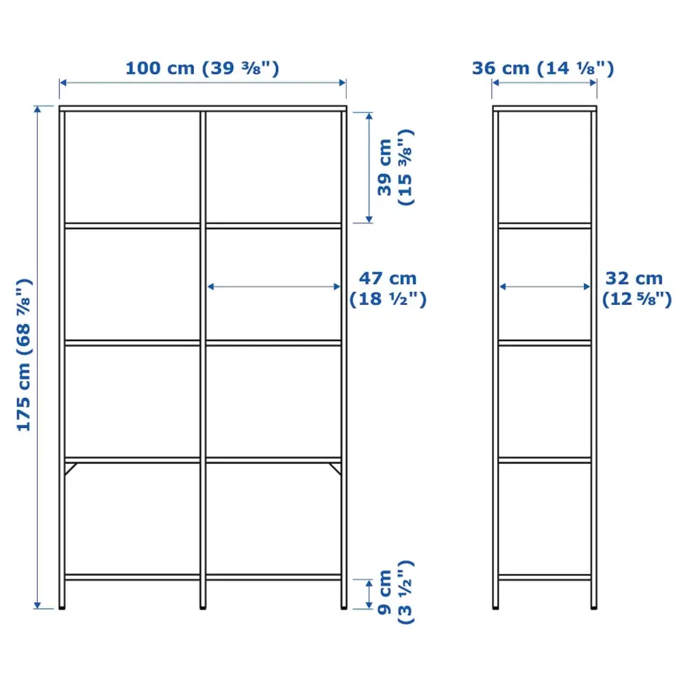 Стеллаж - IKEA VITTSJÖ/VITTSJO, 100х36х175 см, черно-коричневый/стекло, ВИТШЁ/ВИТШЕ ИКЕА