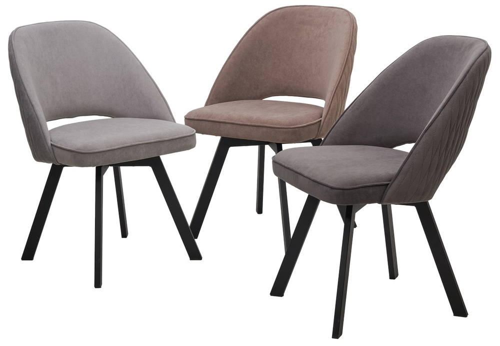 Стул М-City DISAUR Дуна (Duna) поворотный на поворотный на 360 градусов, B5 Капучино, Велюр, Черный каркас