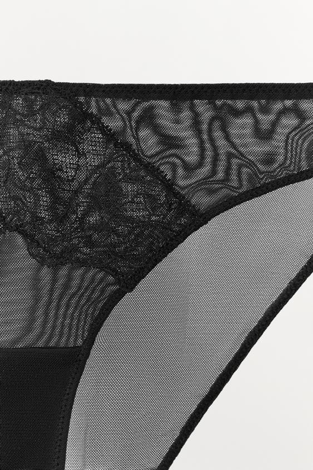 ZARA ТРУСЫ ИЗ СЕТЧАТОЙ ТКАНИ С КРУЖЕВОМ, ЧЕРНЫЙ