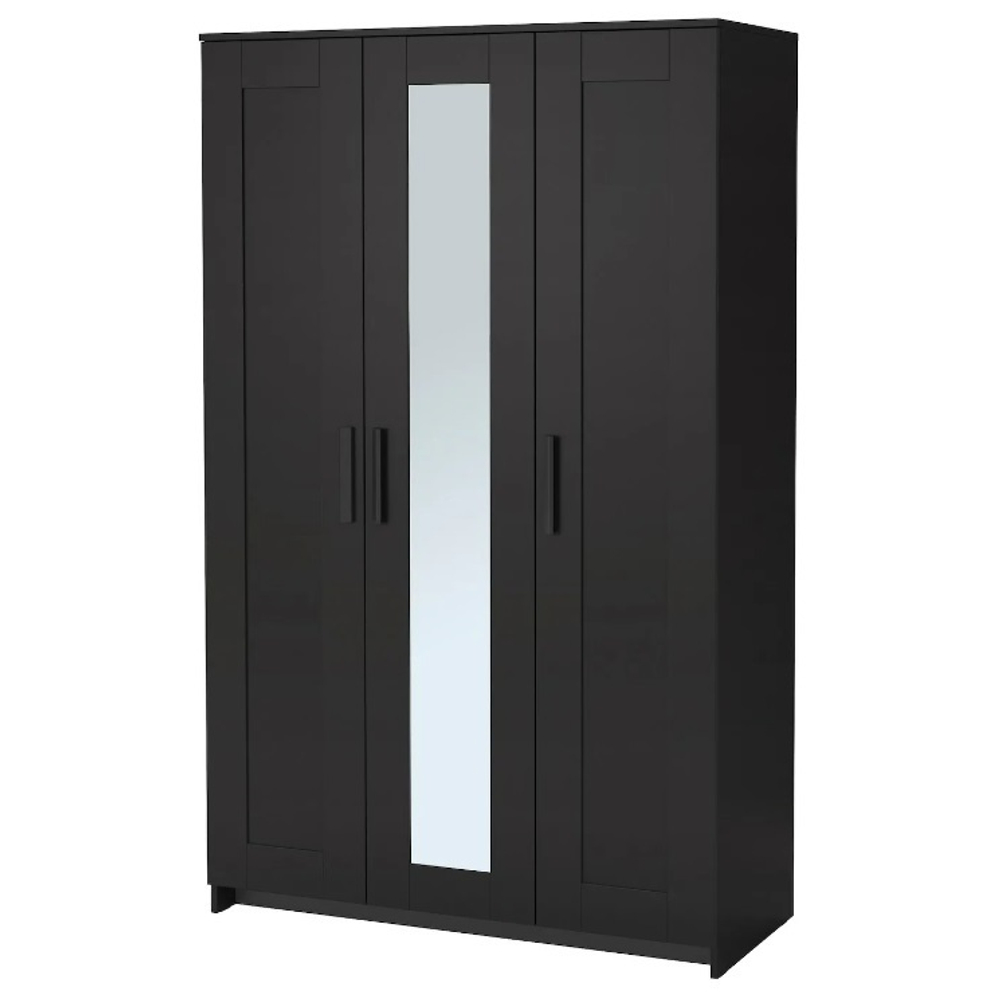 Шкаф платяной 3-дверный Ikea Brimnes с зеркалом , черный