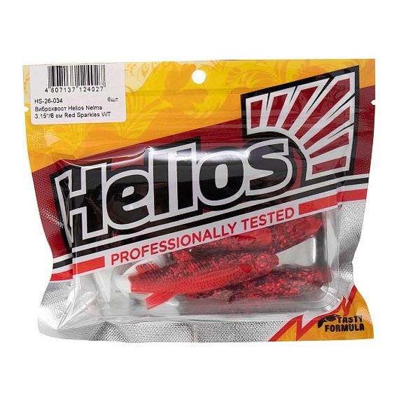 Виброхвост Nelma 3.15&#39;/8 см Red Sparkles WT 6шт. (HS-26-034) Helios