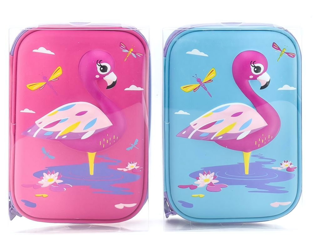 Пенал "Фламинго" 3D каркас.,микс,22*14 см