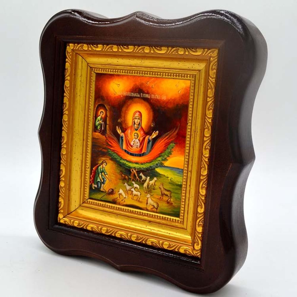 Неопалимая Купина - несгораемый куст. Икона на холсте.