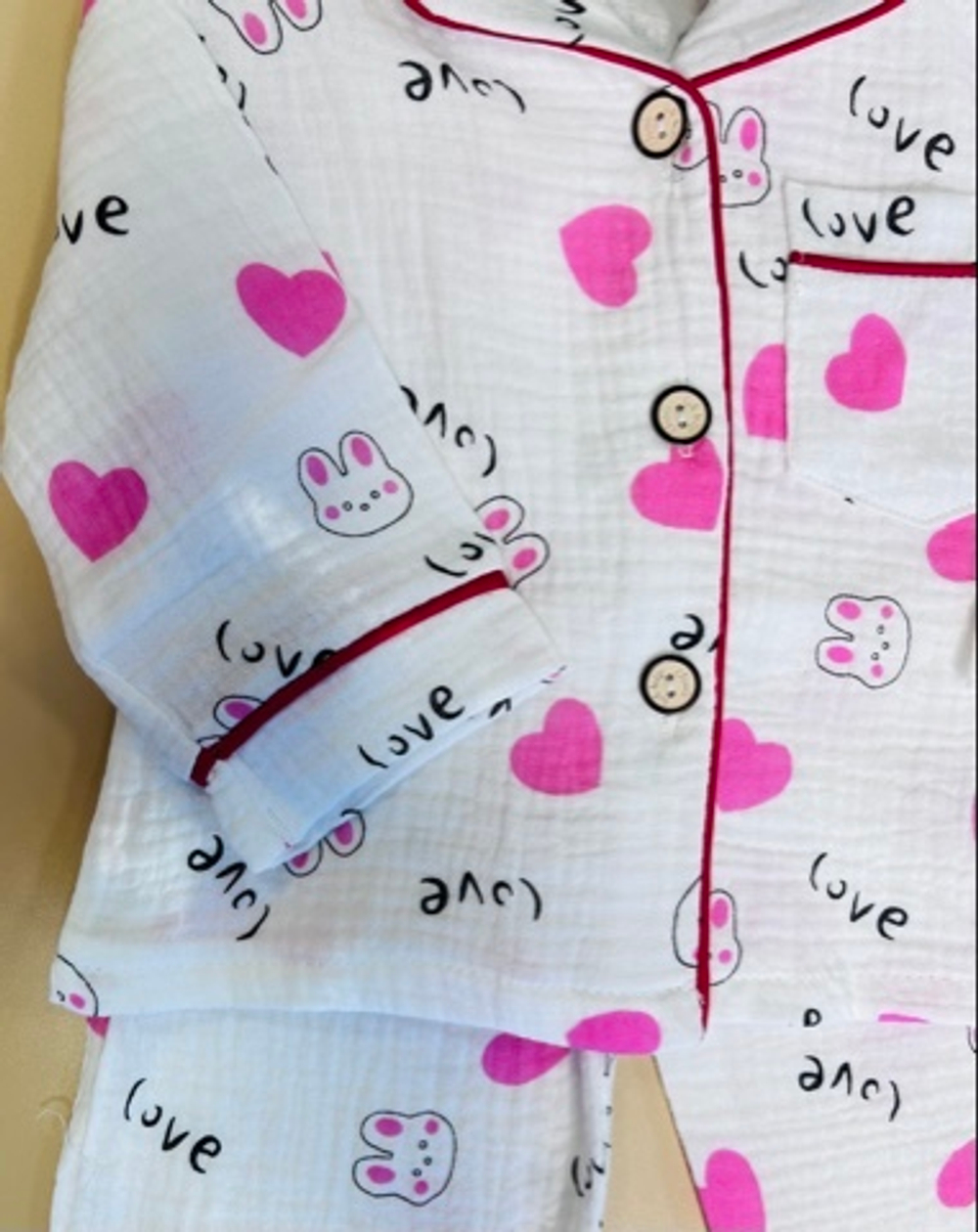 Пижама муслиновая для девочки с длинным рукавом