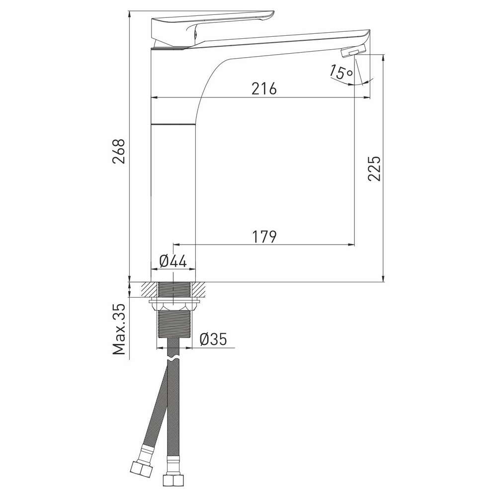 Смеситель для раковины 35k MIXLINE ML29-042 "Comfort" высокий излив