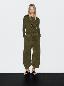 Massimo Dutti Свитер из смесовой шерсти с круглым вырезом, бутылочно-зеленый