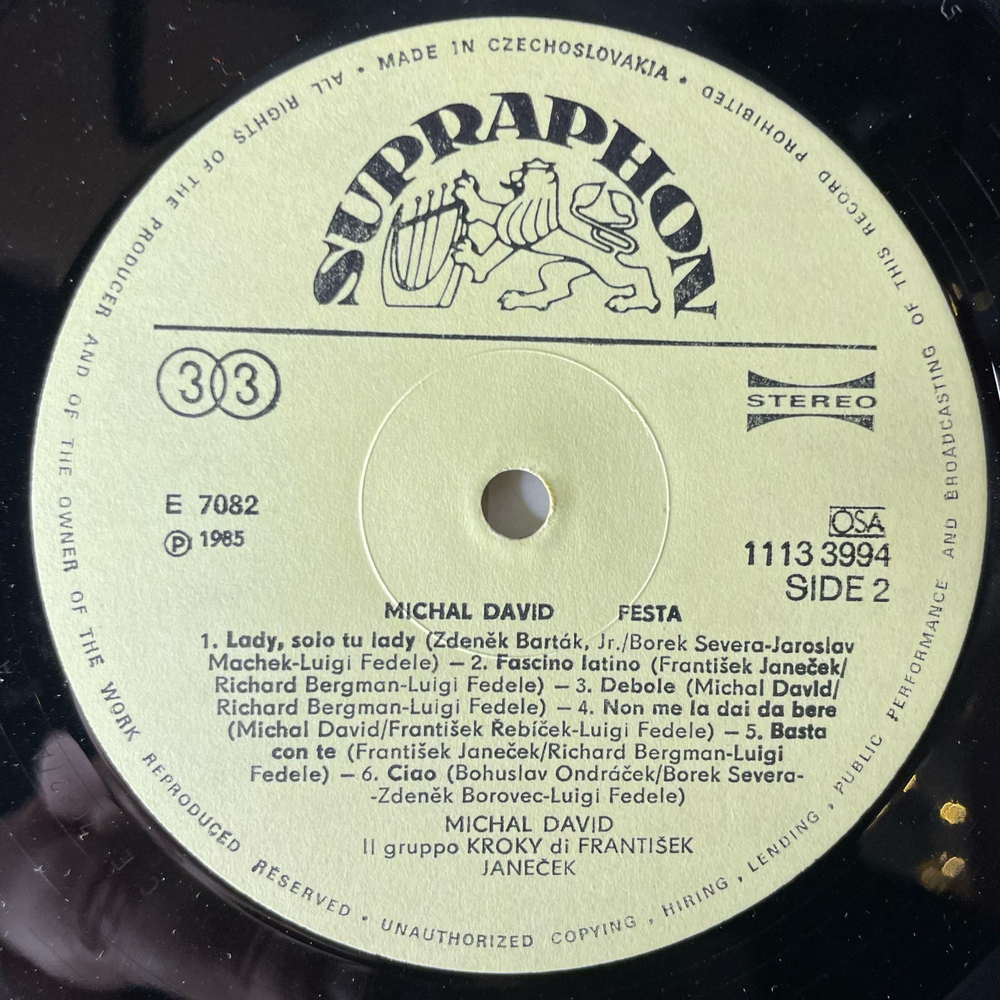 Винтажная виниловая пластинка LP Michal David Михал Давид Festa (Чехословакия 1985)