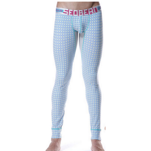 Мужские кальсоны голубые Seobean Long Johns Blue Check